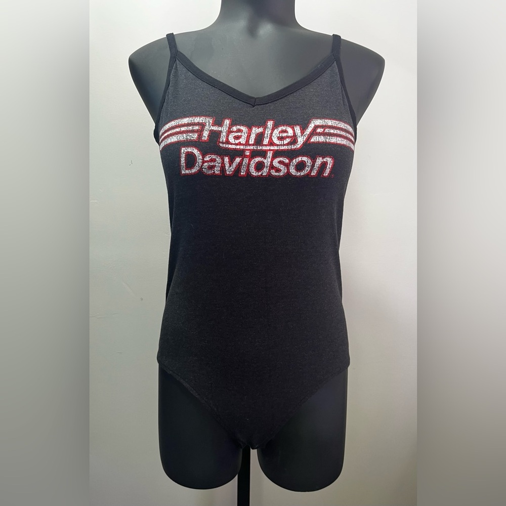 Woman’s Harley Davidson Body Suit Size Medium  Gray Vintage Style